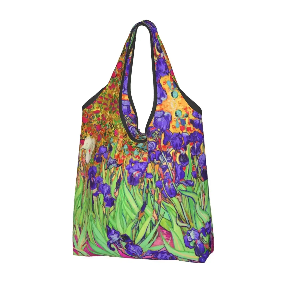 

Fashion Vincent Van Gogh Irises Shopping Tote Bag Portable Art Painting Flowers Groceries Shoulder Shopper Bag