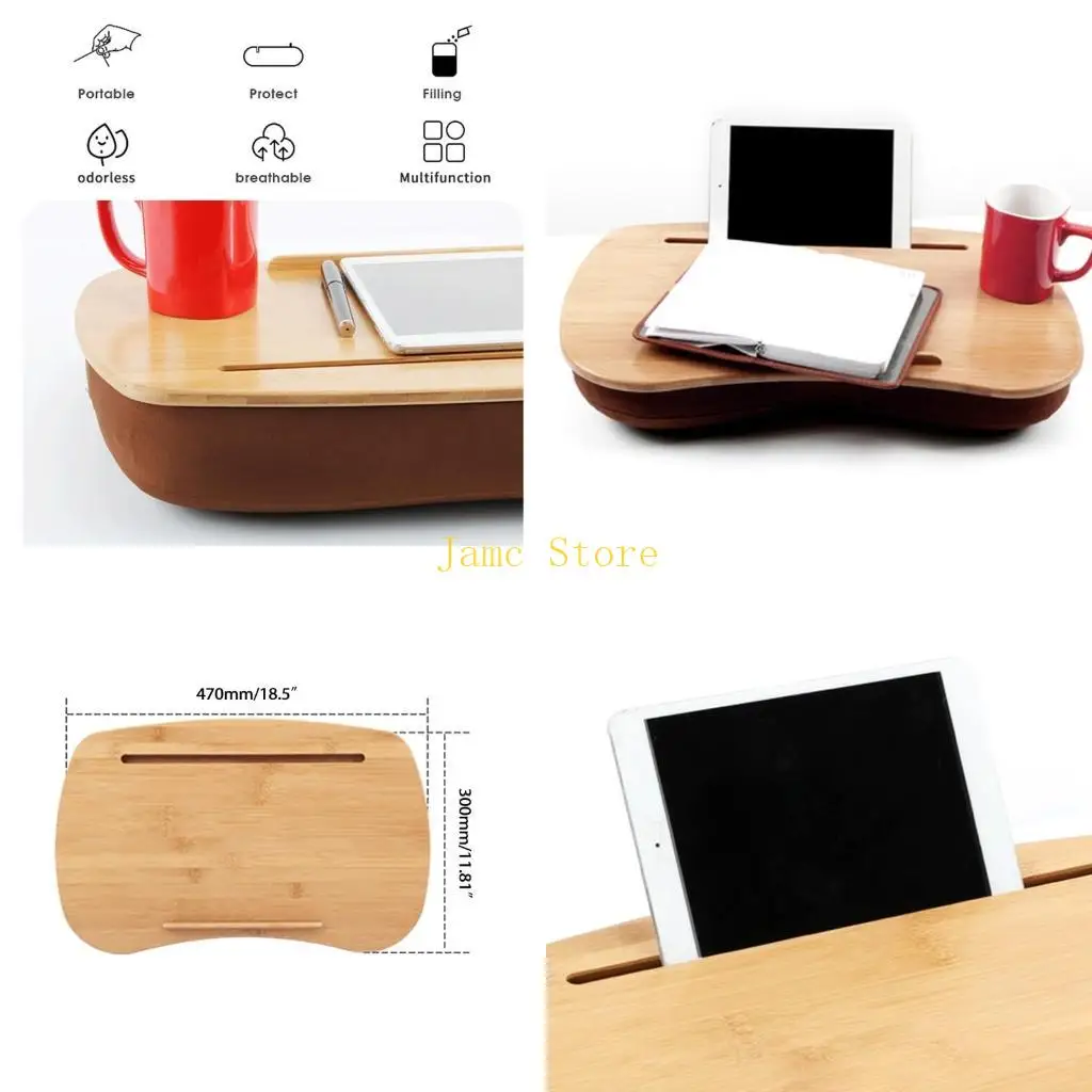 LX0B Lap Desk Lazy Home Bed Study Stand Computer Desk Sofa Table with Pillow Cushion