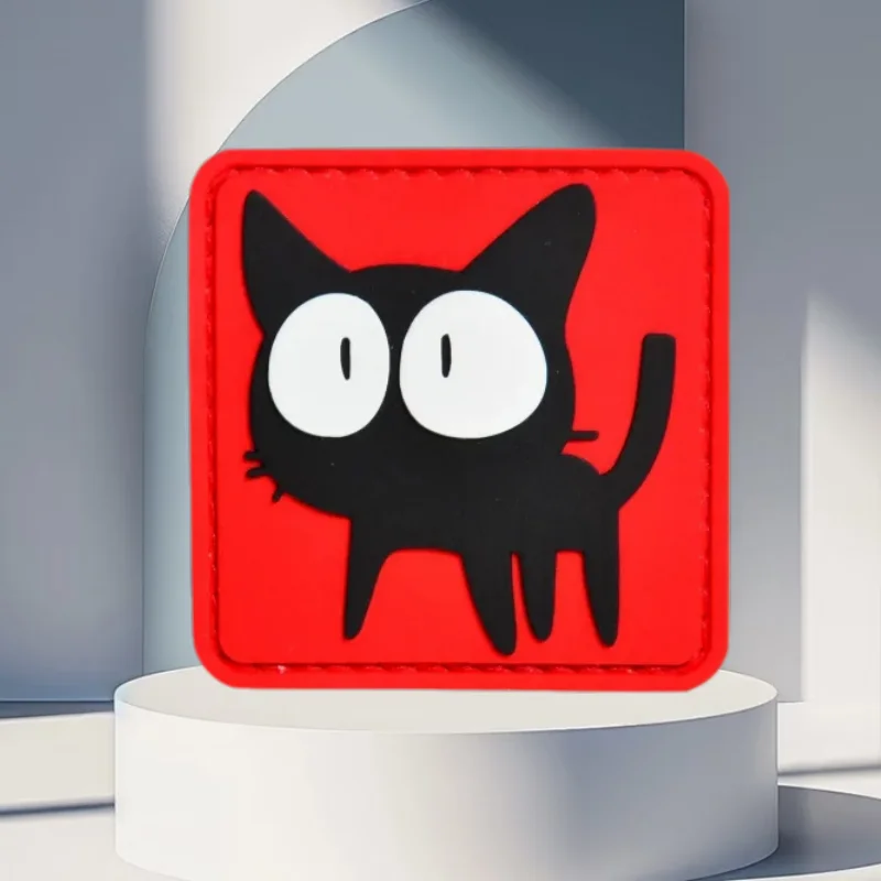 Parche PVC gato negro – Insignia moral táctica con gancho y bucle - imagen 3