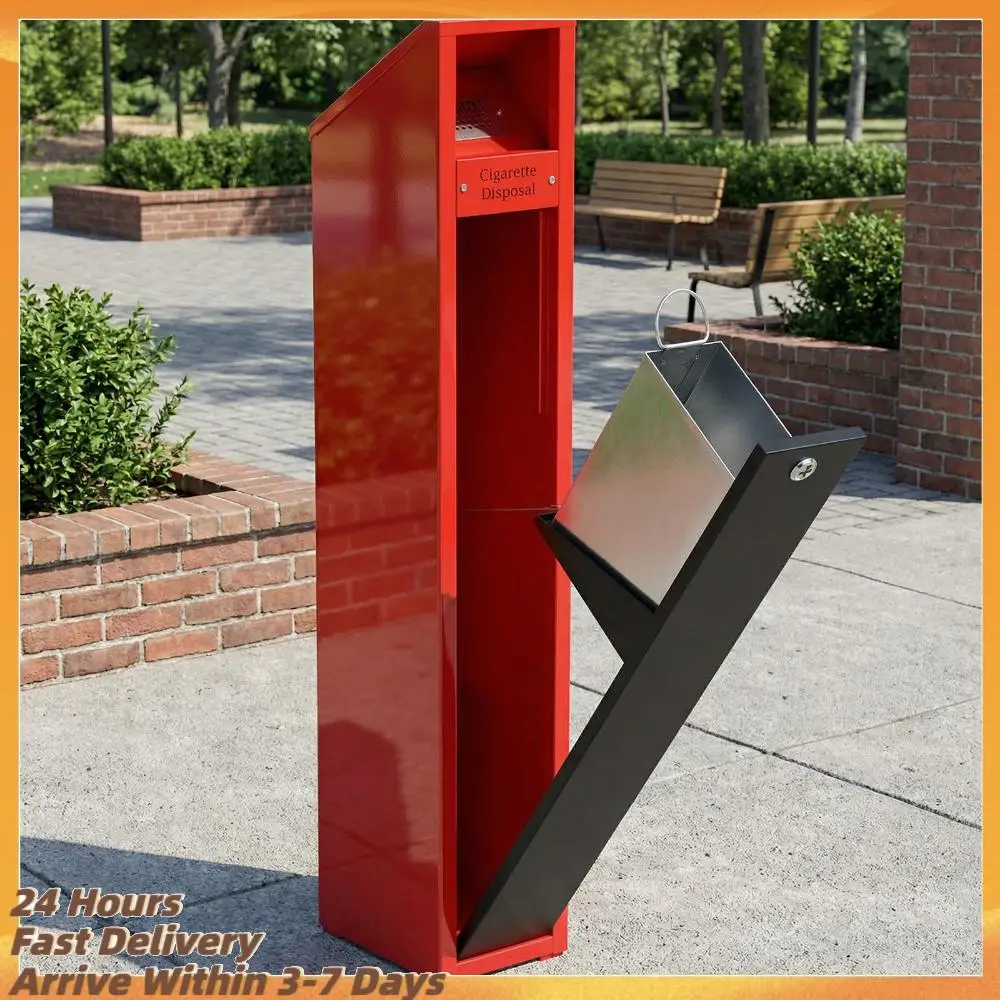 

Металлический напольный контейнер для окурков длиной 37,4 дюйма с запирающейся крышкой для пабов, клубов, садов, общественных и коммерческих объектов