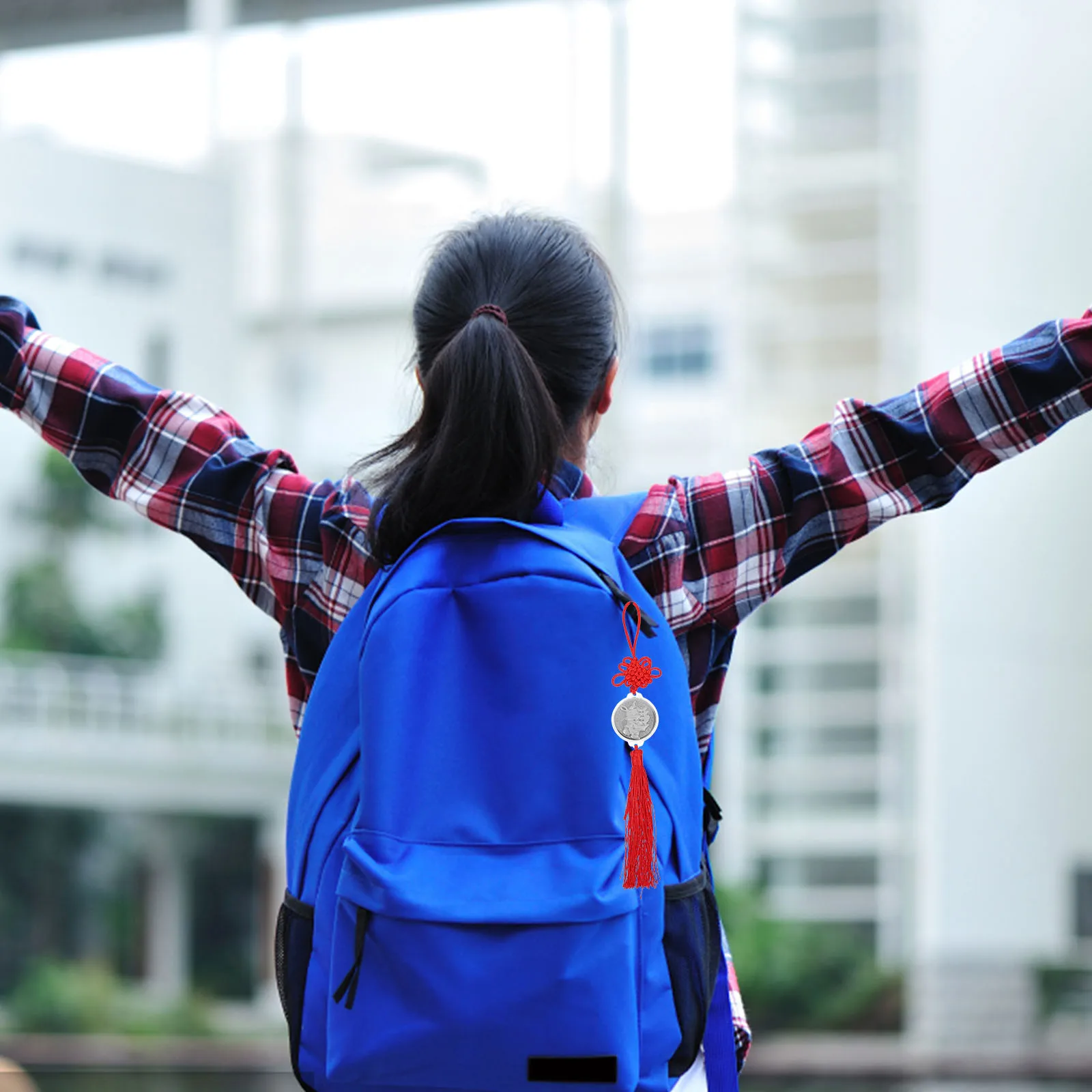 

10Pcs Silver Rabbit Pendants Chinese Knot Car Hanging Decor New Year Ornament Chinese Knot Coin Pendant