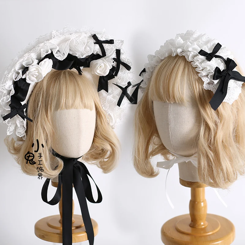 

Original Girl Fashion Hairpin Top Hat Headband Maid Headband Kc Small Top Hat Black and White Lolita Style Cat Ears