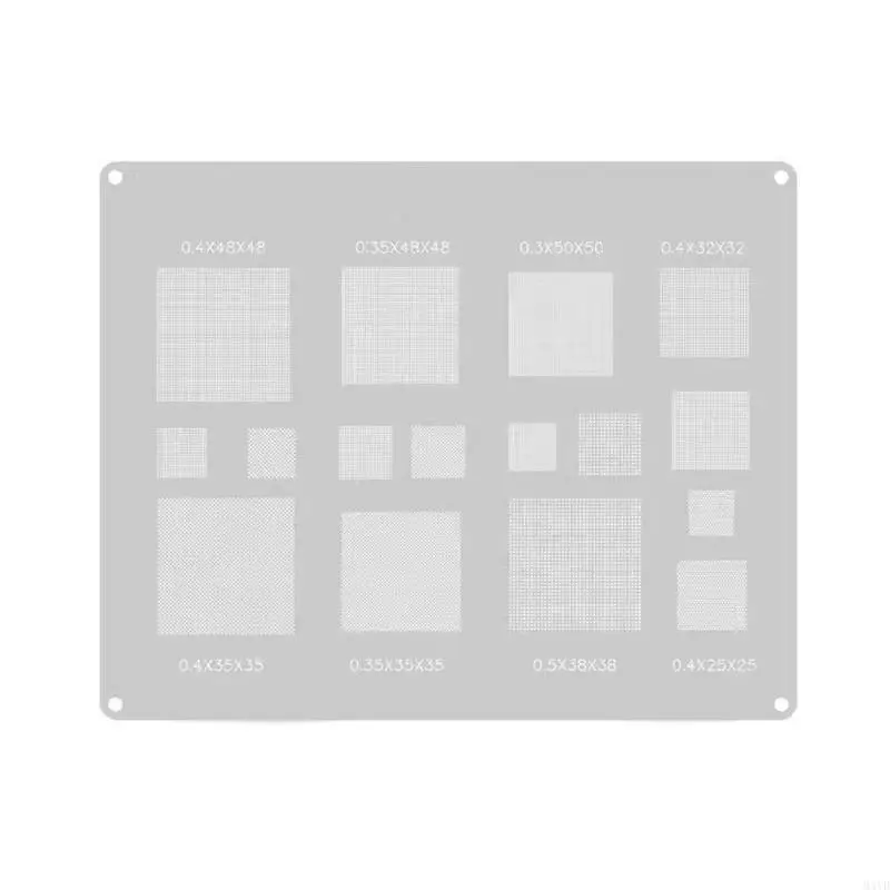 Chip BGA Reballing Stencil Plate with Distinct Perforated Placement Regions for Positioning Solder Beads or Paste During M4YD