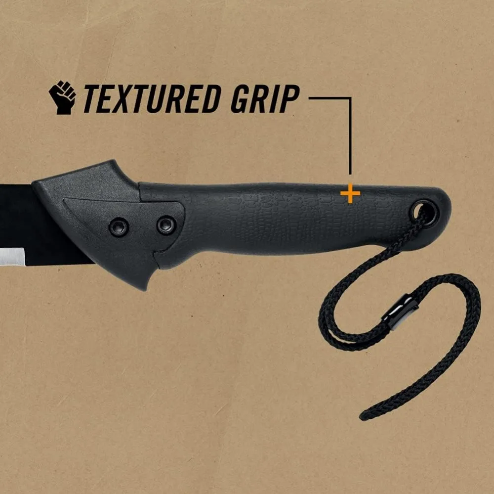 25" Machete with Plain Edge and Saw Blade, Gator Grip Handle, Sheath for Gardening, Survival, Hunting, Camping