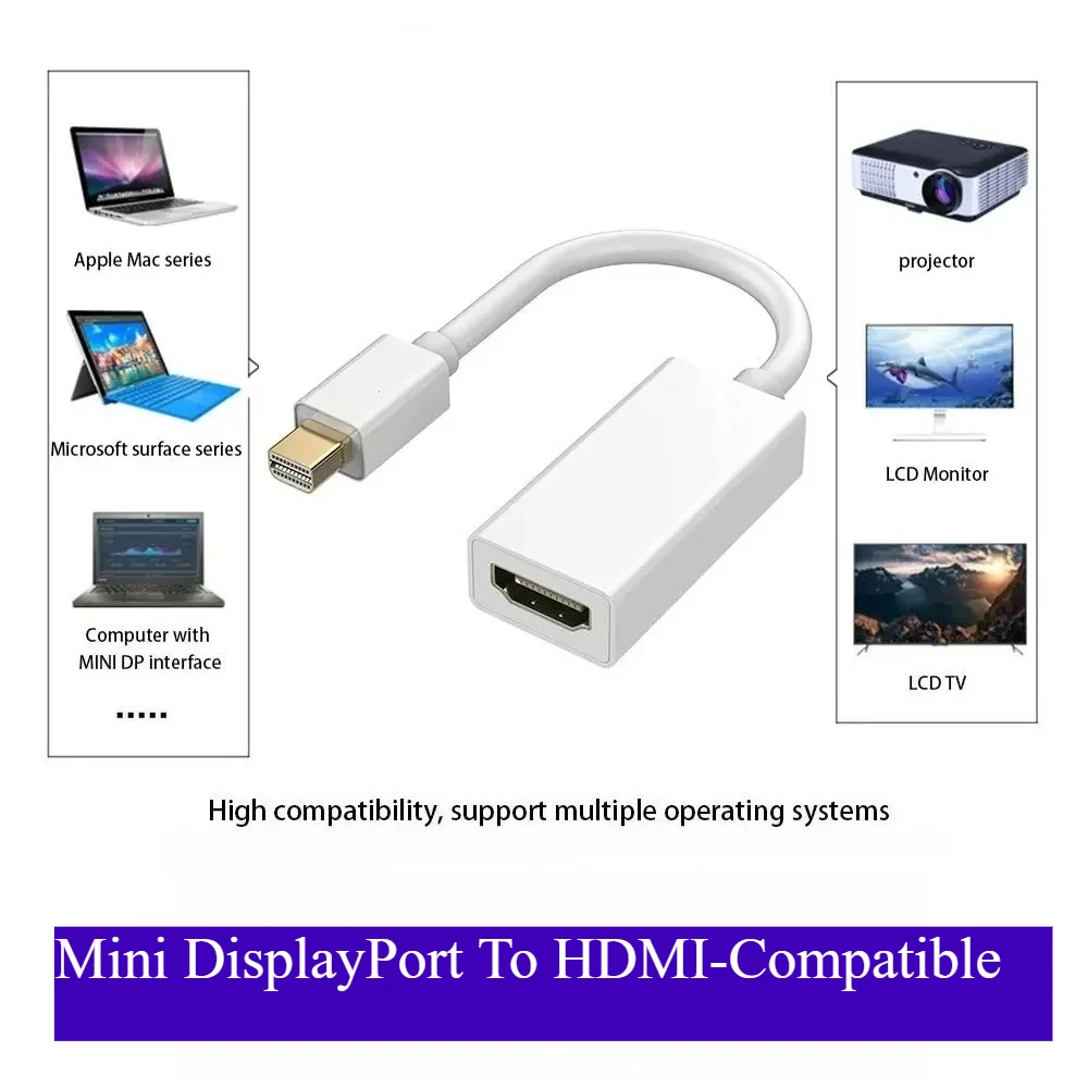 Mini DisplayPort to HDMI Adapter 4K 60Hz Thunderbolt to HDMI Converter Compatible with MacBook Surface Pro Laptop TV Monitor