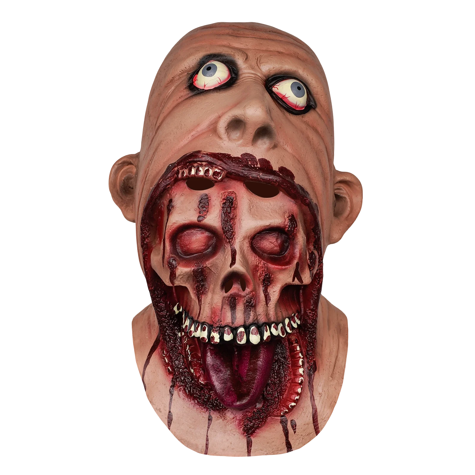 

Страшная кровавая маска зомби с большим ртом - реалистичный латексный головной убор для Хэллоуина, вечеринок, домов с привидениями и косплея