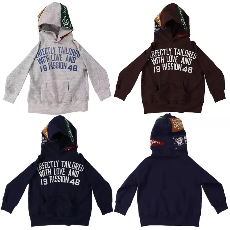 

Модная брендовая толстовка с капюшоном, осенне-зимняя детская однотонная флисовая толстовка унисекс с простым буквенным принтом