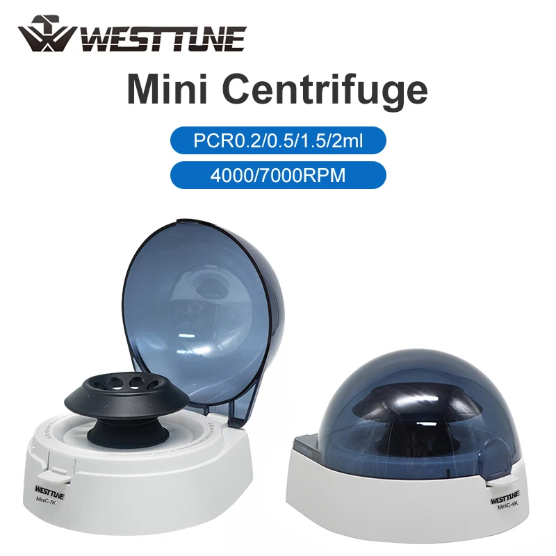 Westtune Mini Centrifuge Machine Pcr Plasma Centrifuge Lab Microcentrifuge 4000rpm 7000rpm For 0.2/0.5/1.5/2ml Centrifuge Tube