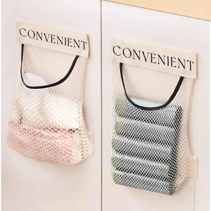 

Wall Mounted Large Capacity Storage Bag Kitchen Garbage Bag Clutter Organizer Velcro Storage Pocket Multi-Purpose High Elastic