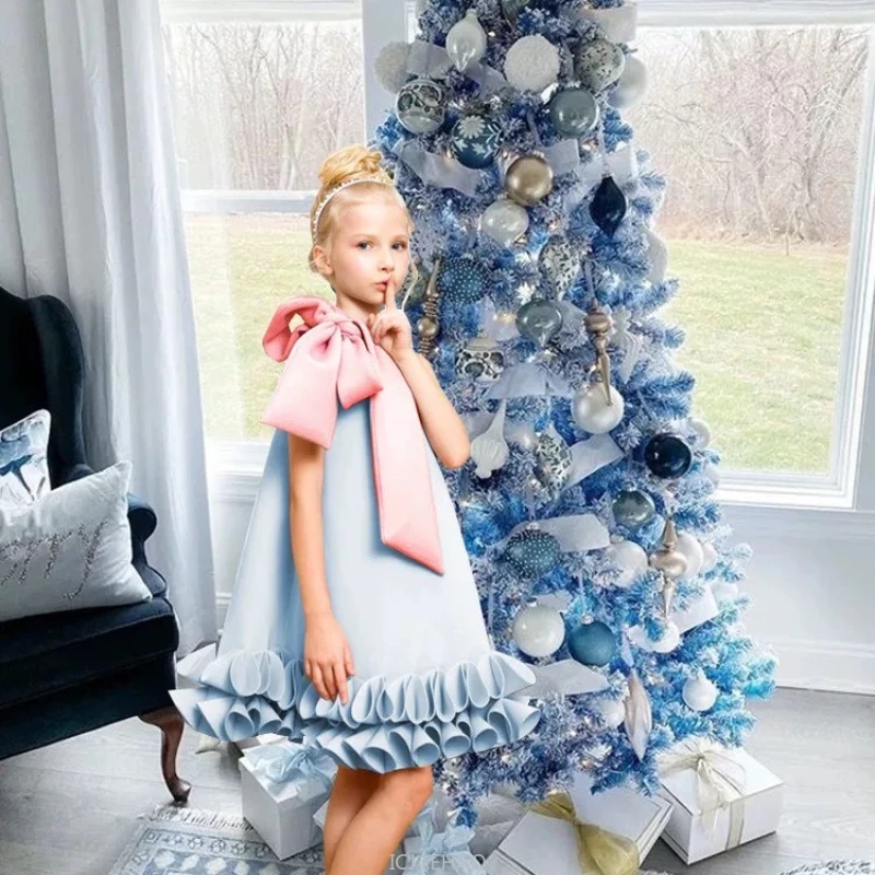 

Party Dress 2025 Kids Girls Sleeveless Princess Gown Children Sweet Fashion Outfits Bow Dresses Costumes Birthday Elegant