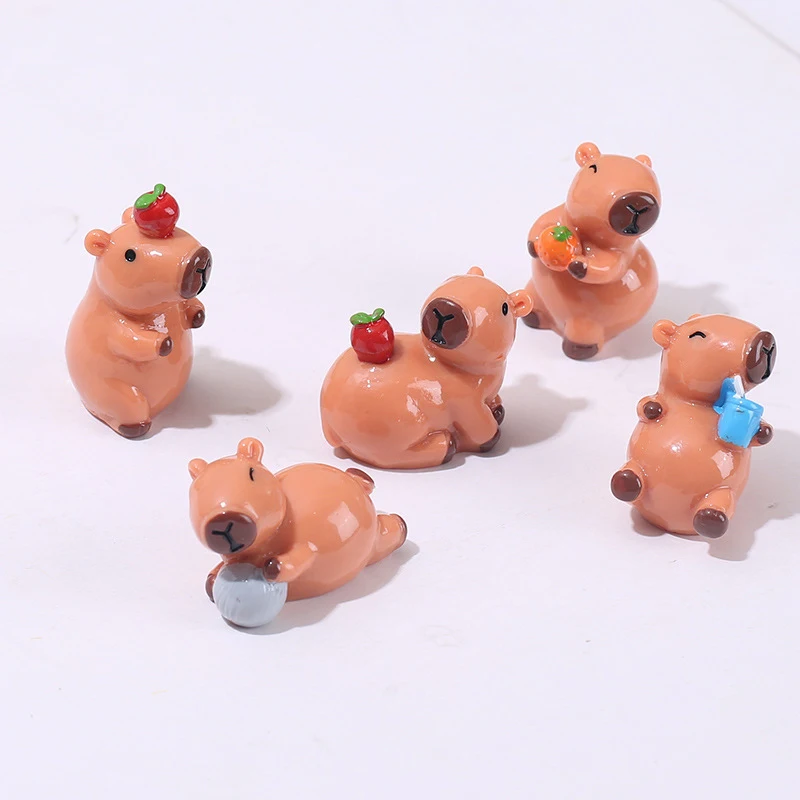 1Pcs Cartoon Capybara Ornament Cute Miniature Animal Ornaments For Micro Landscape Craft Decorations