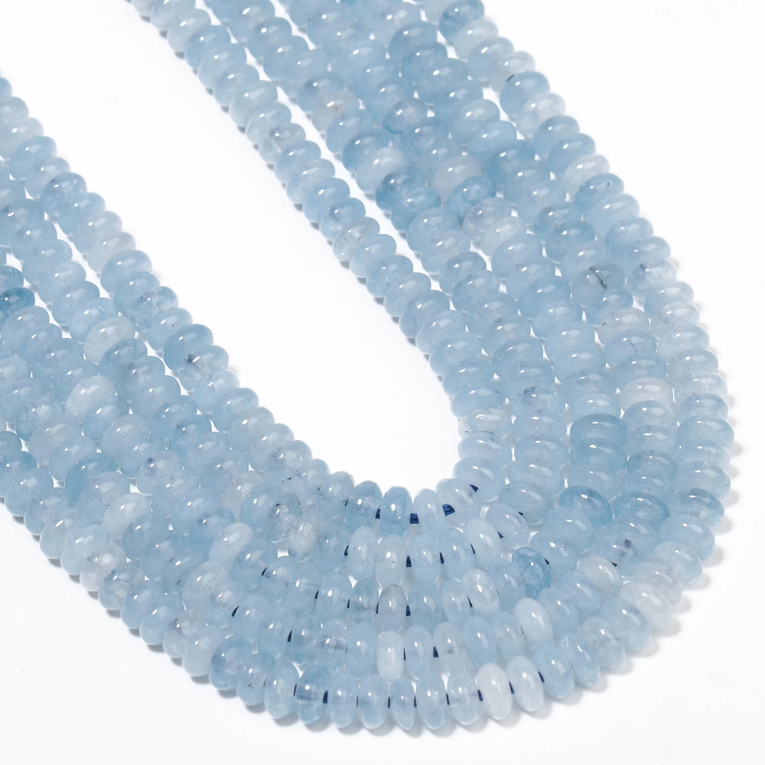 5x2mm Natural Stone Rondelle Blue Aquamarine Round  Loose Spacer Beads for Jewelry Making Diy Bracelet Earrings Accessories 15\'\'