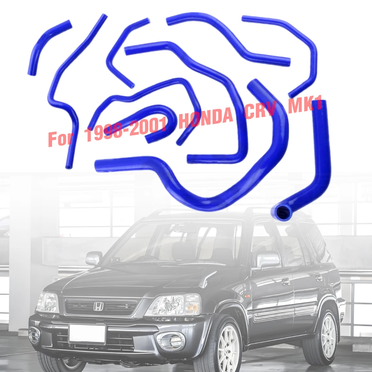 

10pcs Blue For 1998-2001 Honda CRV MK1 Silicone Coolant Radiator Hose Tubing Kit 1999 2000