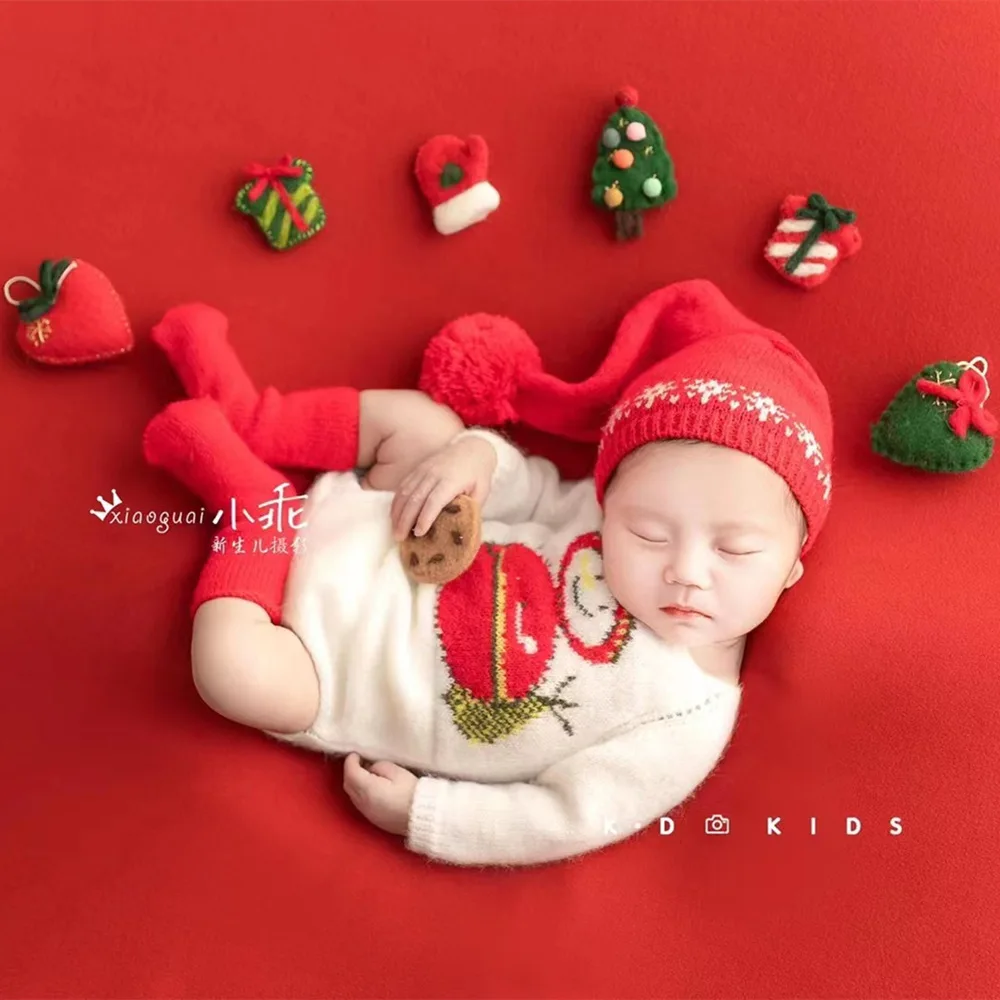 Étoile de Noël en feutre de laine faite à la main pour bébé, accessoires de prise de vue en studio, décoration de Noël