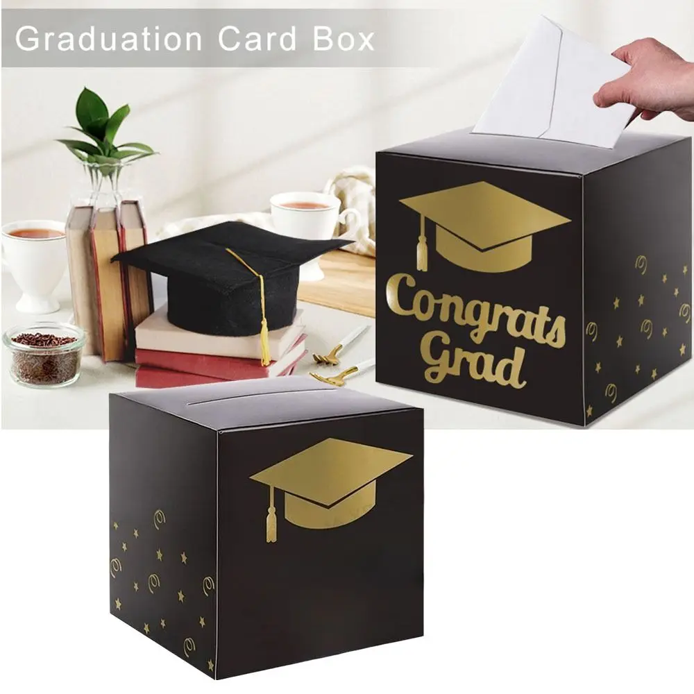 Creative Black Golden Graduation Game Gift Box Paper ‎Foldable Congrats Grad Card Box Lightweight DIY Money Box Class of 2026 view 2