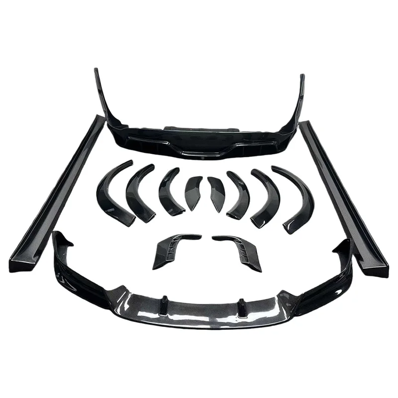High Quality Wide Carbon Fiber Tuning Body Kit Front Lip Bumper Rear Diffuser Side Skirt Retrofit Parts For Model X