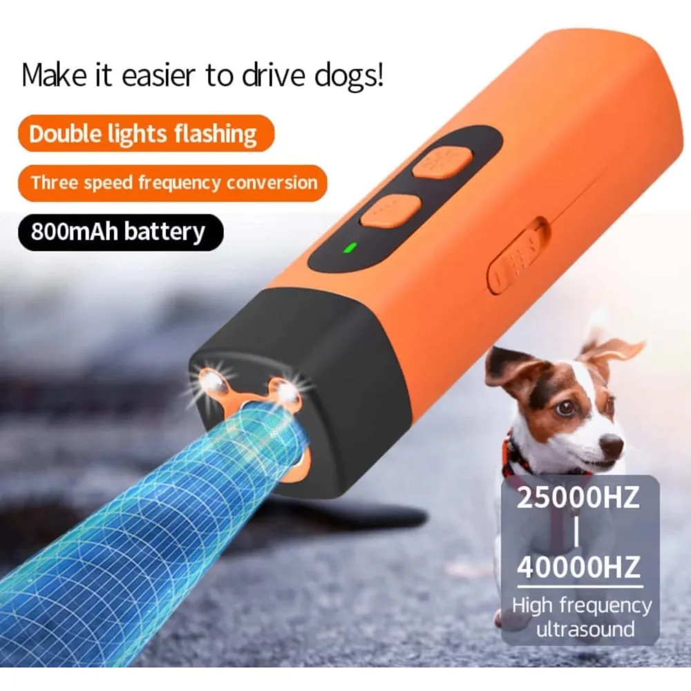 Professional Rechargeable Ultrasonic Pet Dog Repeller Remote Control Anti-Barking Training Device with LED Flashlight