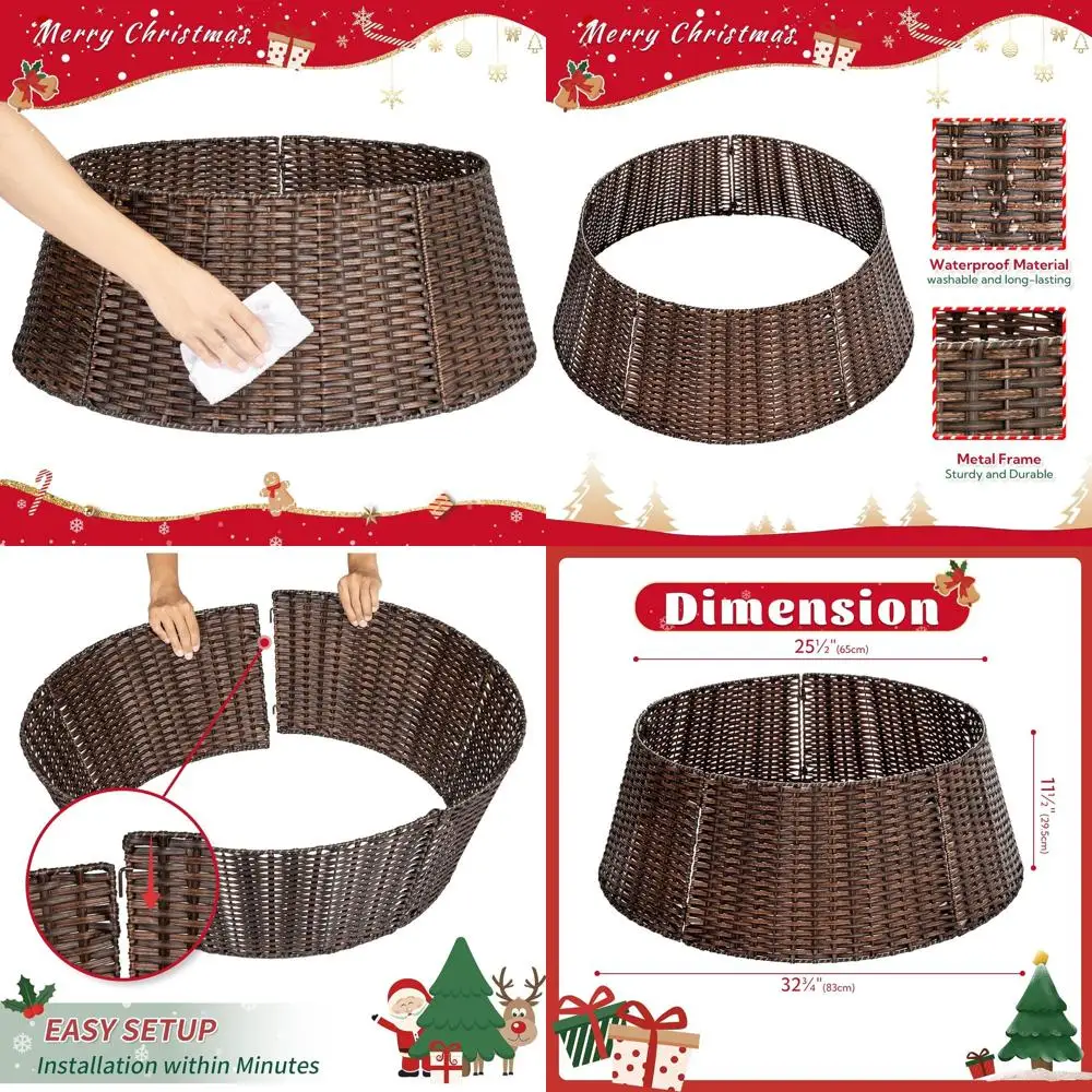 

Плетеный воротник для рождественской елки длиной 9 футов, подставка диаметром 32,75, элегантная юбка в виде елки для декоративных елок