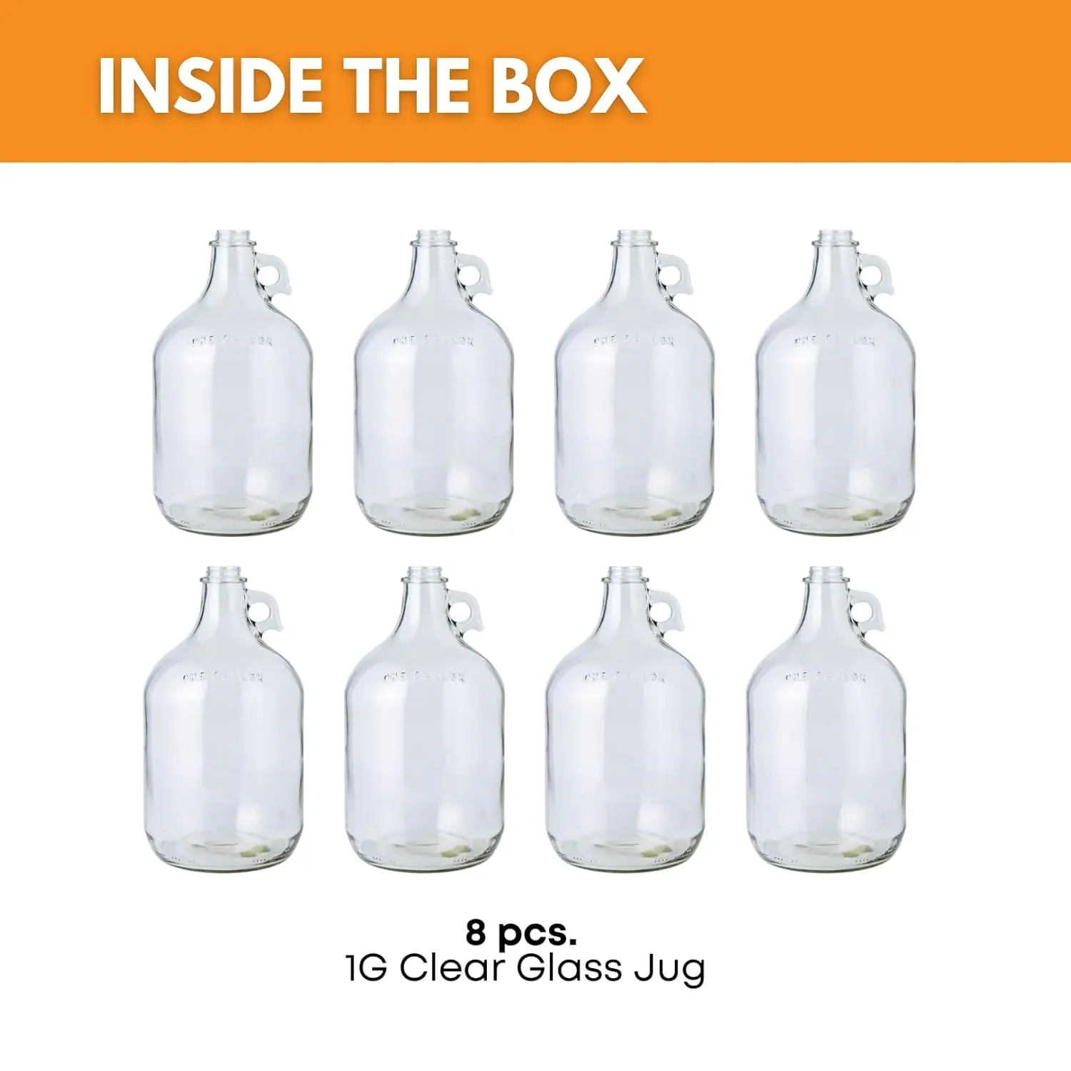 Glass Jug, 1 gal (Pack of 8),clear