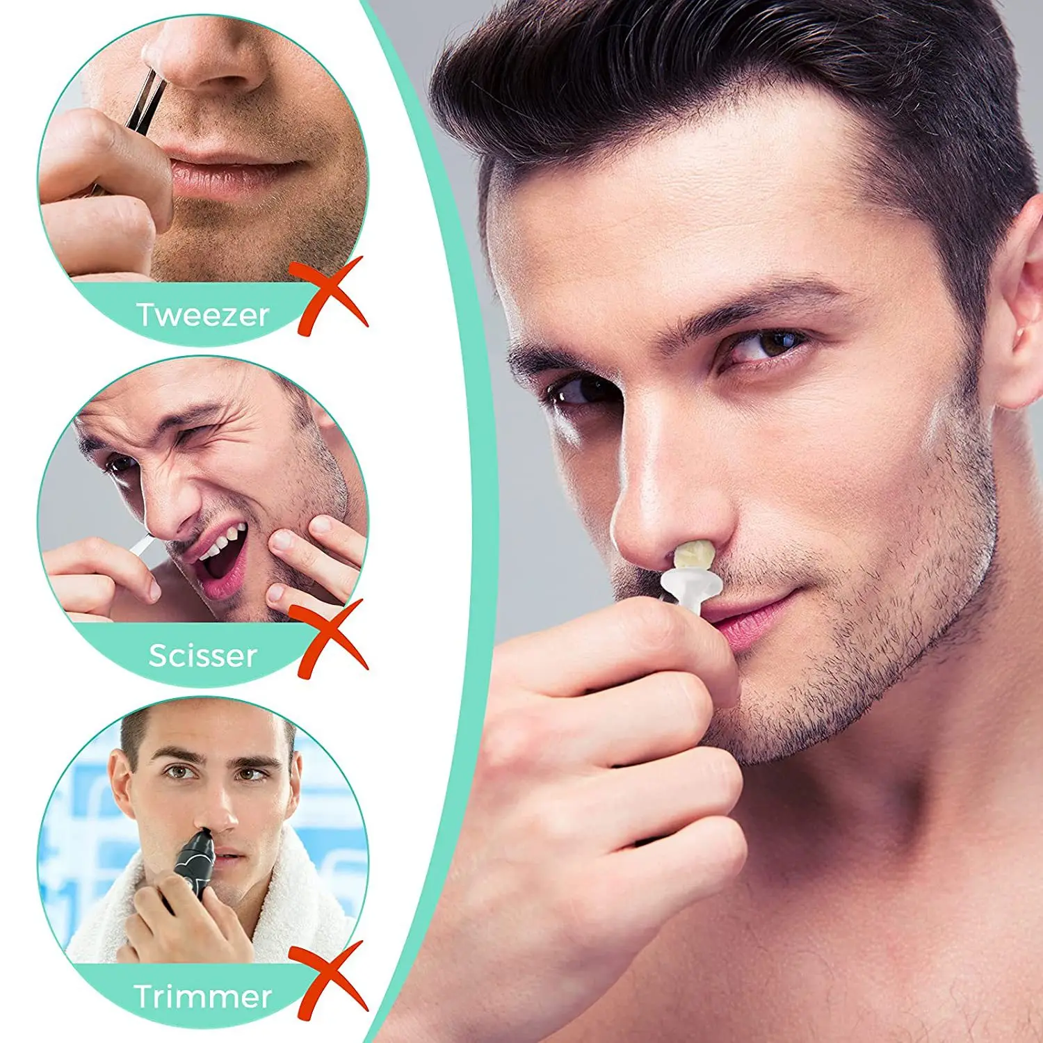 20pcs Nasal Hair Removal Stick Smear Wax Stick Disposable Hair Removal Rod Nose Ear Trimmer Hair Shaver