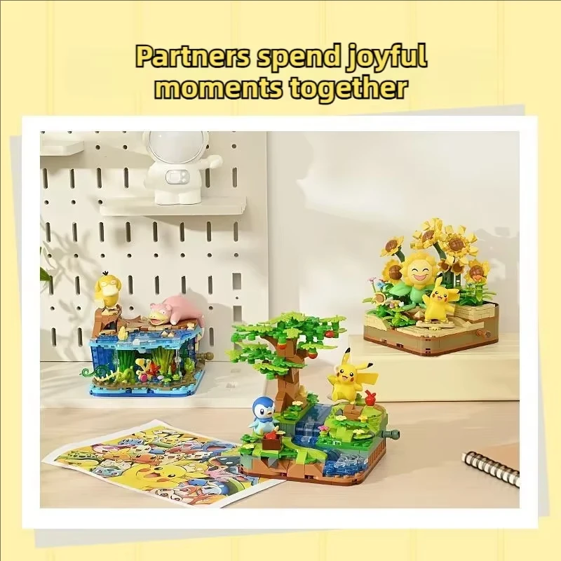Pokémon Series Building Blocks Pikachu Psyduck Pogaman Cartoon Scene Model Bricks Collection Ornaments Kids Toys Holiday Gifts image 5