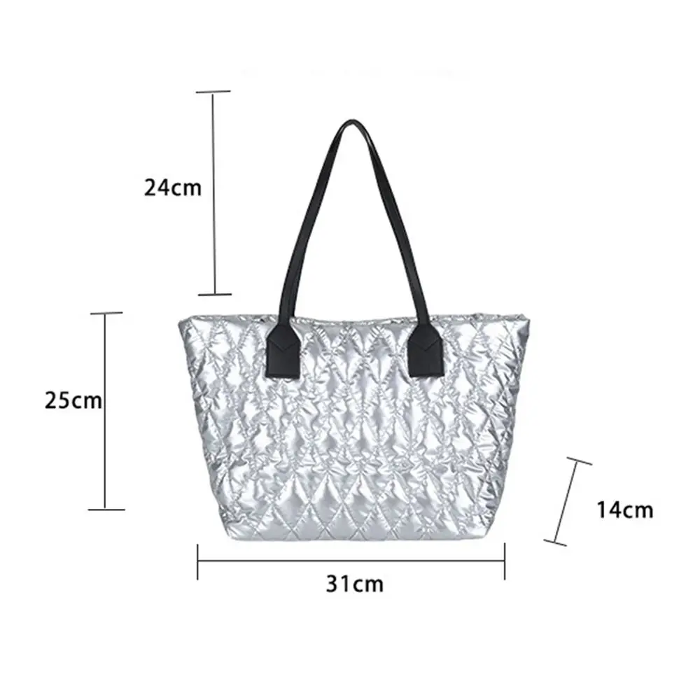 Fashion Quilted Shoulder Bag Down Cotton Padded Large Capacity Totes Portable Underarm Bags for Women Female