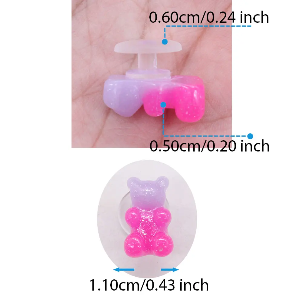 New Arrival 1-16pcs Resin Shoe Charms Translucent Colorful Cute Little Bear Accessories Shoes Buckles Fit Kids X-mas Gift