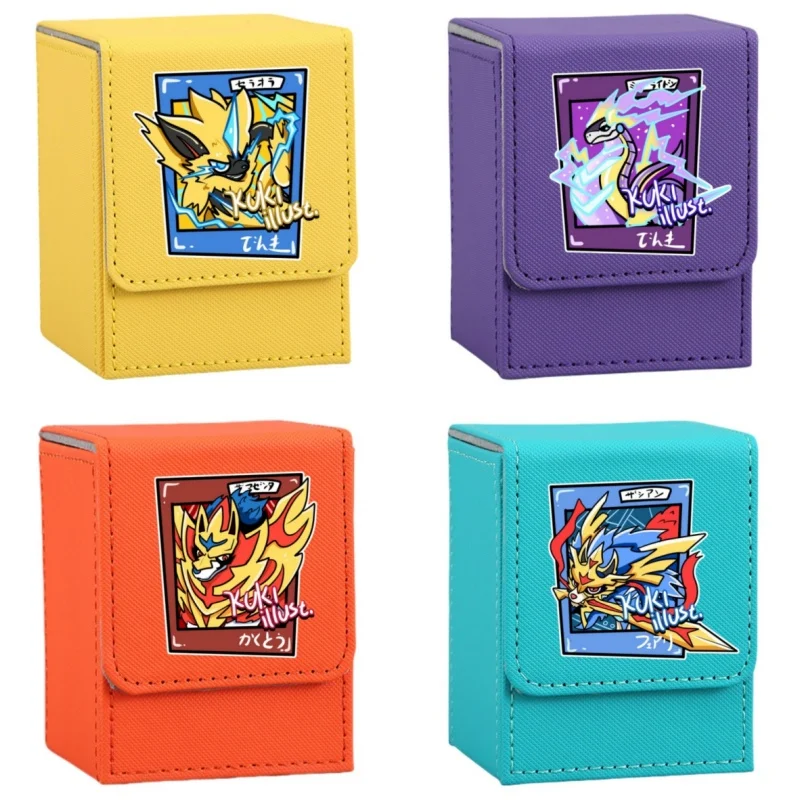 Anime Zacian Card Case Eternatus Zamazenta Deoxys Koraidon Miraidon PTCG Diy Leather Action Toy Figures Game Collection Box