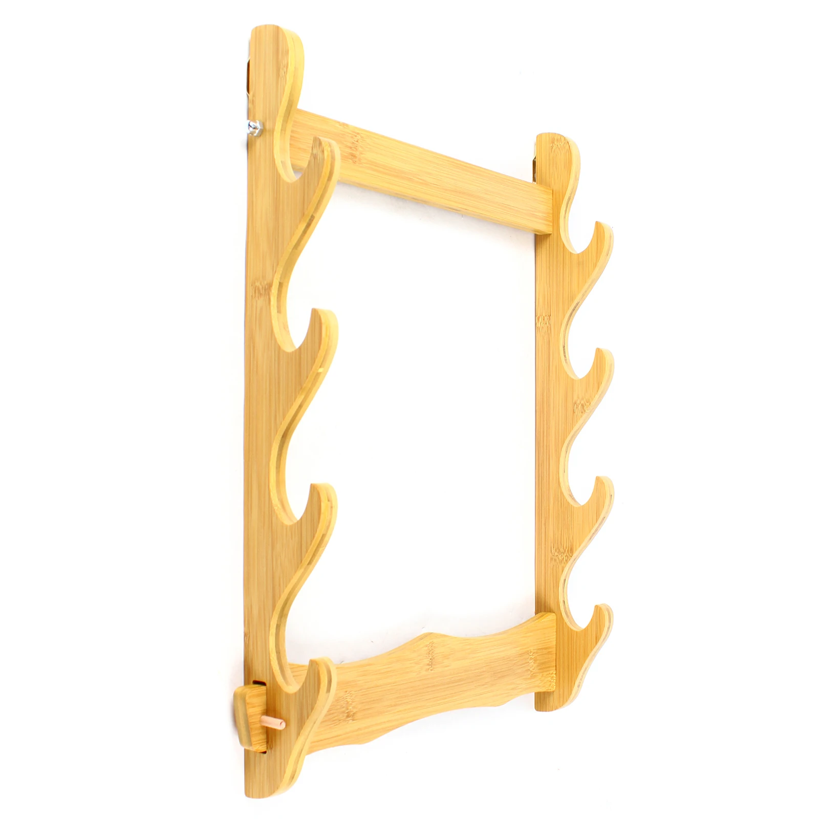 4-Tier Wall Mount Sword Stand, Bamboo Construction, Strong Bearing Capacity (44.09 lbs), Stylish Log Color, Easy Installation,
