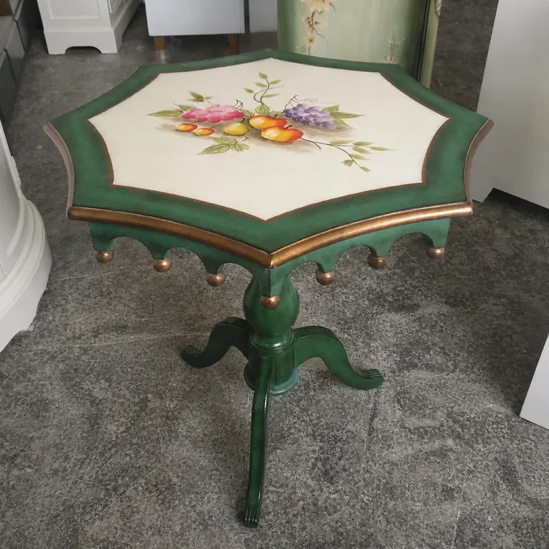 American Style Painted Solid Wood Corner Table Living Room Sofa Side Table French Retro Small Coffee Table Factory Wholesale