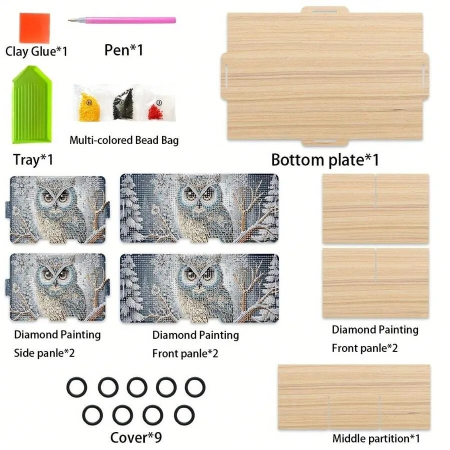 

Набор для хранения алмазной мозаики DIY: коробка для алмазной живописи 5D с узорами совы, растений и животных, для домашнего хранения закусок и косметики