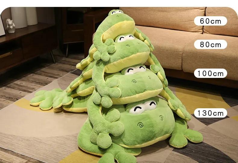 60-130cm Giant Big Frog Plush Toy Stuffed Plushies Grogs Throw Pillow Cushion Home Decor Kids Birthday Gift for Boy Big Eyes