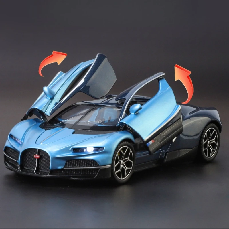 Supercar Tourbillon Bugatti 1:32, modelo de coche de aleación con sonido y luz de alta simulación, coche fundido a presión, juguete para regalo para niños