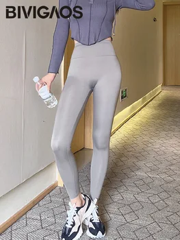 Bivigaos 2024 באביב כרישה חדש חלקה טייטס נשים רבגוניות רזה גבוה ספורט ספורט ריצה חותלות