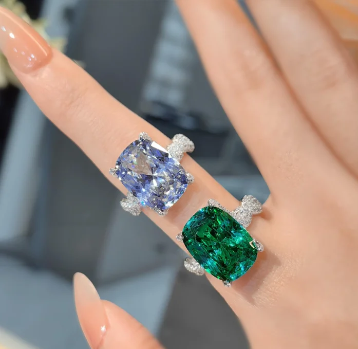 Fashionable luxury open adjustable Parairaite ring with high-carat diamonds set in Tanzanite blue diamonds for women