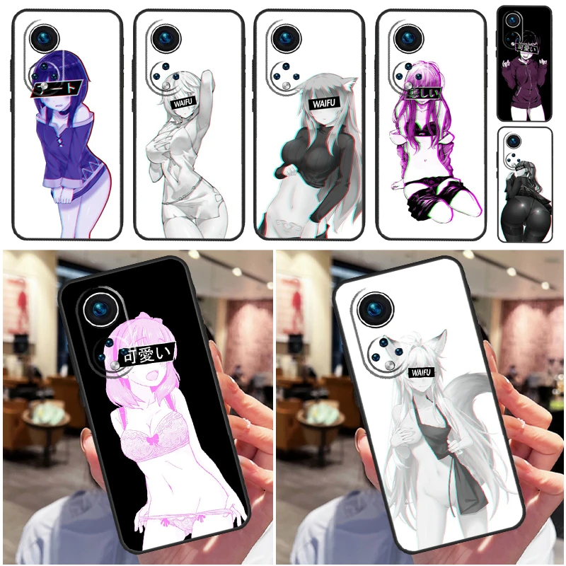 حافظة لطيفة على شكل فتاة أنيمي waifu لهاتف Honor 200 Pro X9b X9a X8b X8a X8 X9 X9c 50 70 90 Lite Honor Magic 7 5 6 Pro Funda