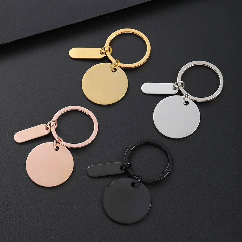 Stainless Steel Round Keychain Blank To Record Metal Circle Tag Key Chain Mirror Polished Wholesale 10pcs