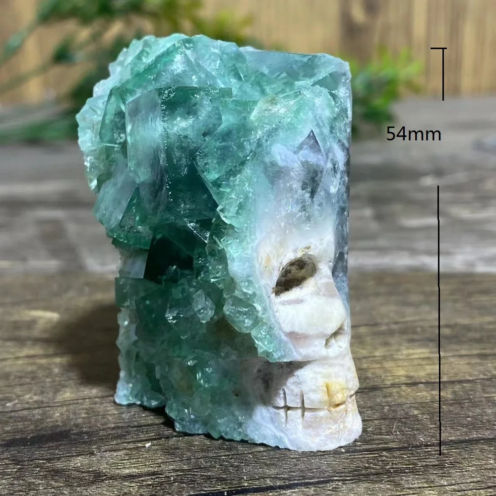 Crystal Natural Fluorite Skulls Green Purple Carving Stone Quartz Mineral Gemstones Minerals Spiritual Craft Home Decoration view 6