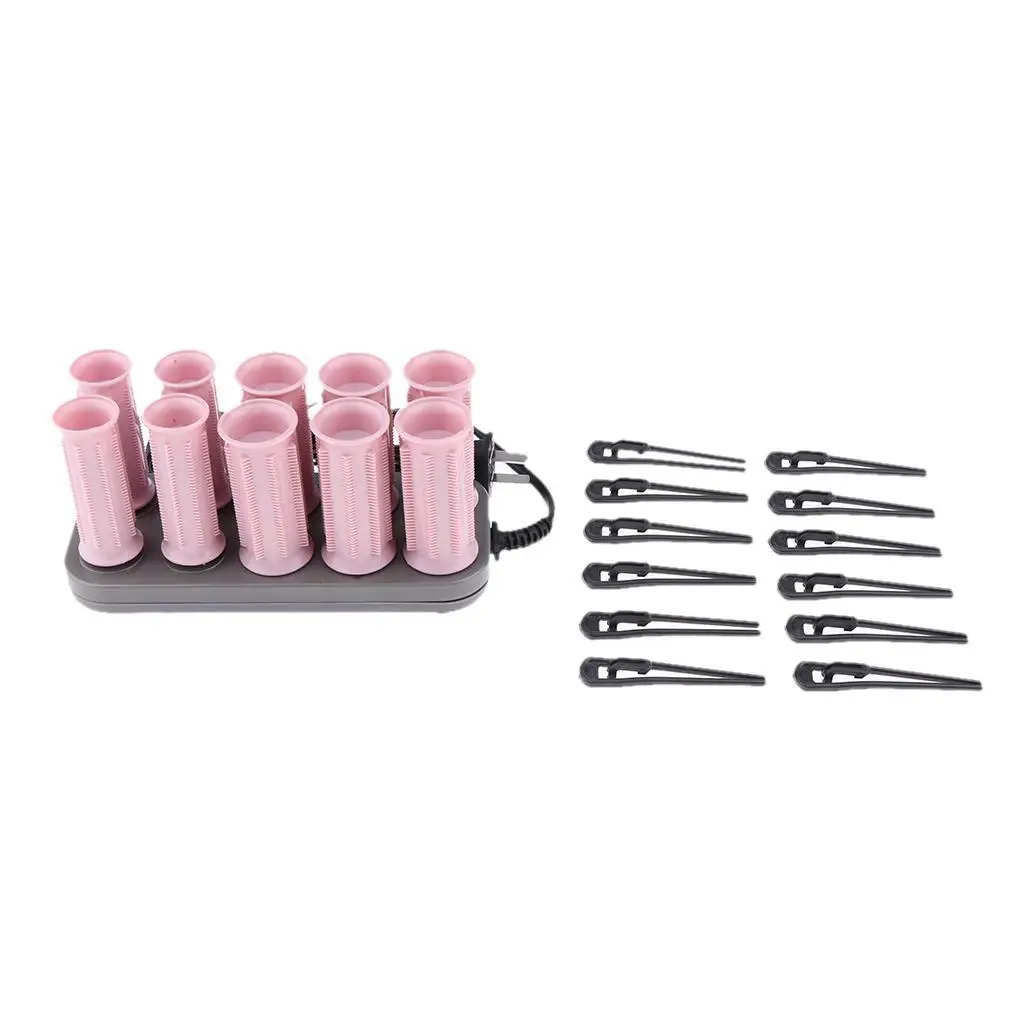 10pcs/set Electric Hair Rolling Roller Hair Curling Curler Clip US Plug Premium Style