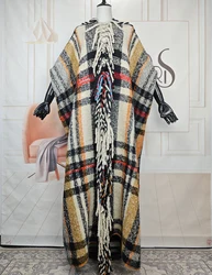 Europe Women Winter Fashion Printed Loose Thick Open Front Cardigans Comfortable Oversize African Female Warm Long Duster Coat