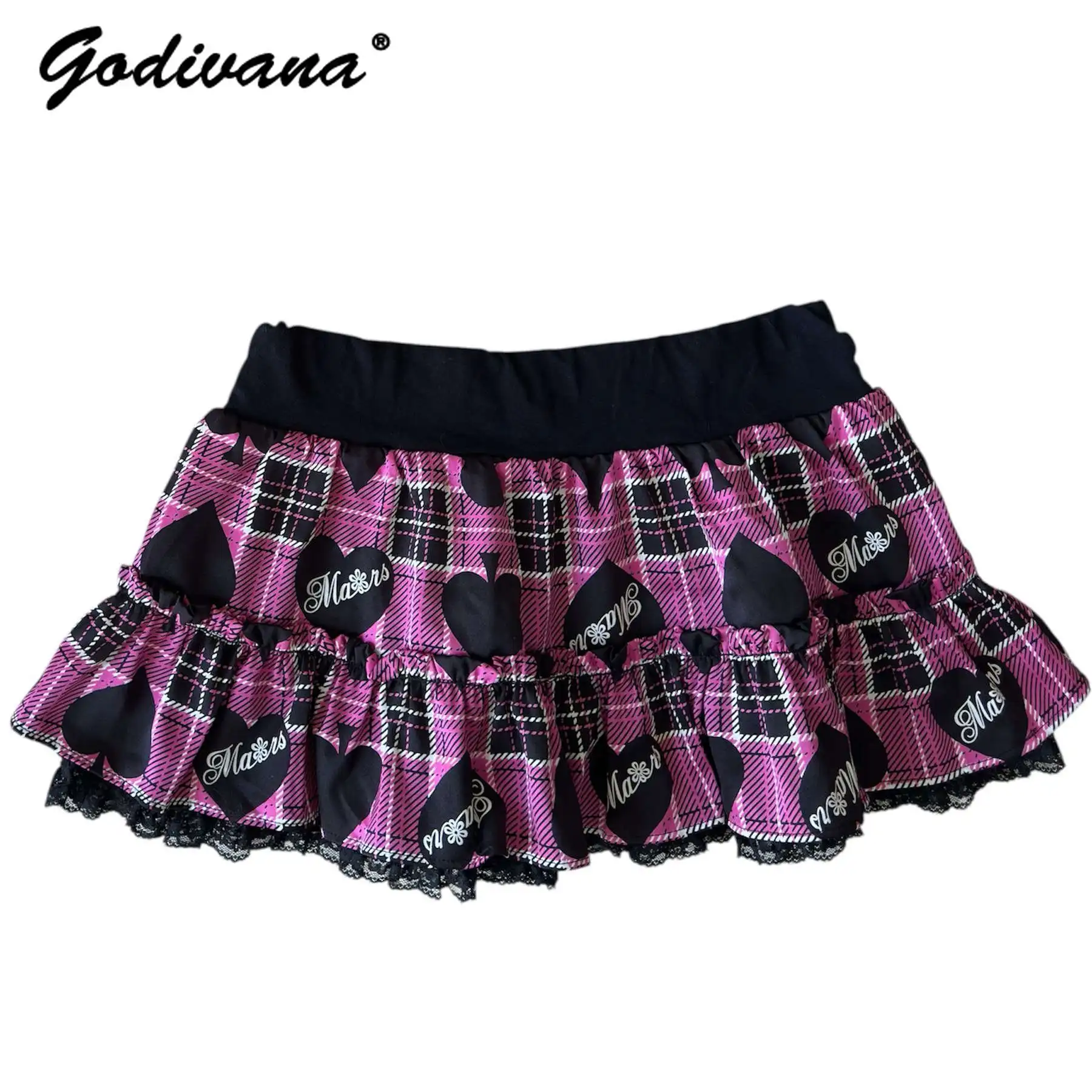 Mars Style Playing Card Printing Gal Hot Girls Silm Cute Pink Black Skirt Reversible Women's Lolita Mini Skirts