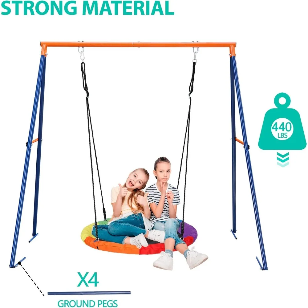 حامل أرجوحة فولاذي قوي وكبير جدًا مع مرساة أرضية لمختلف الكراسي المتأرجحة