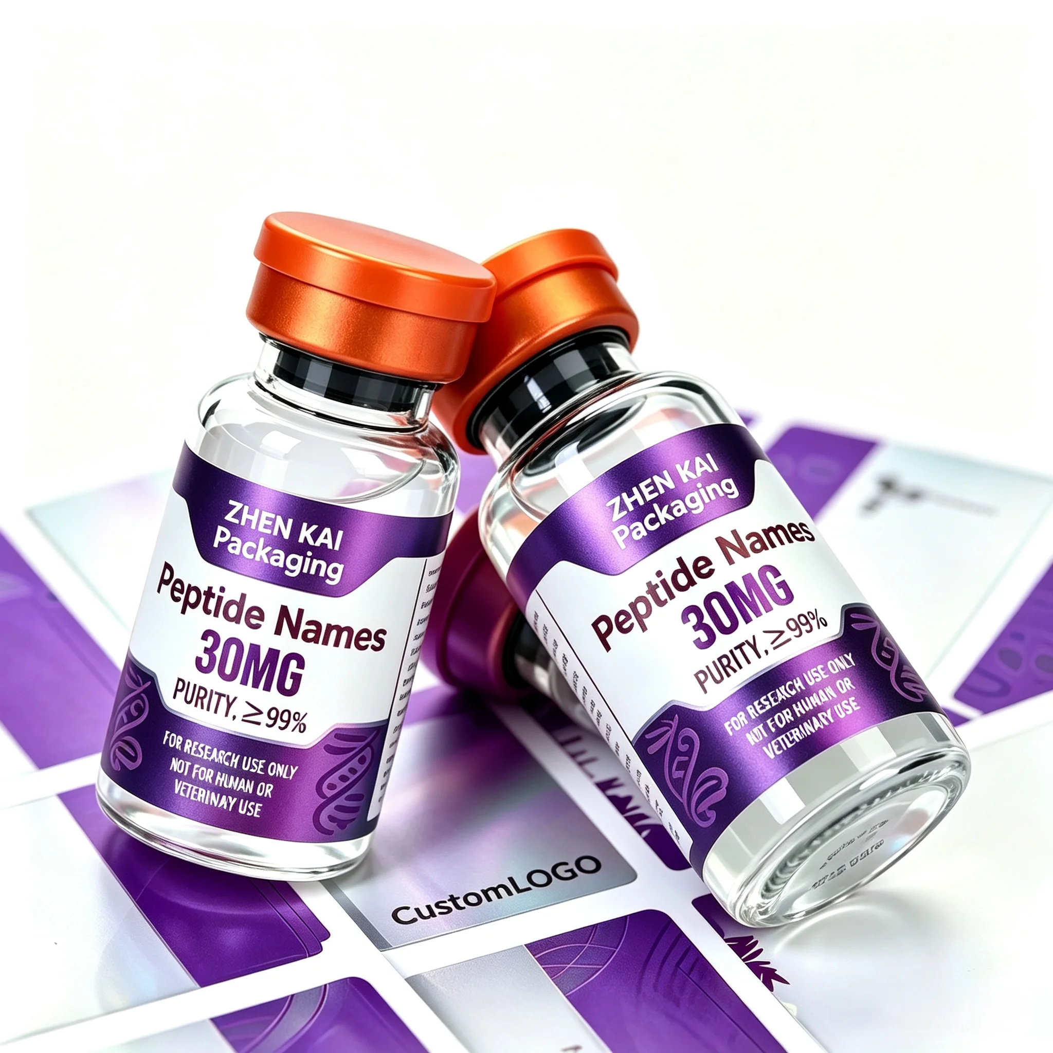 Self Adhesive Peptide Vial Labels With Precision Printing,Waterproof High Temperature Resistance for Injectable Health Vials