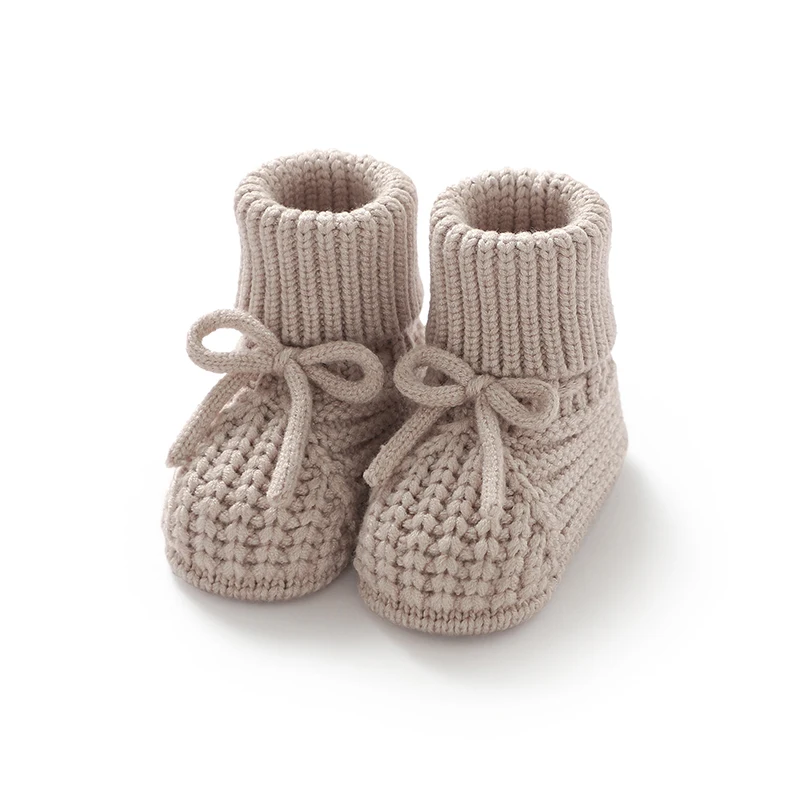 Baby Booties Knitted 0-12m Soft Soled Anti-Slip Newborn Boys Girls First Walkers Shoes Infant Toddler Unisex Sock Boot Kids Crib