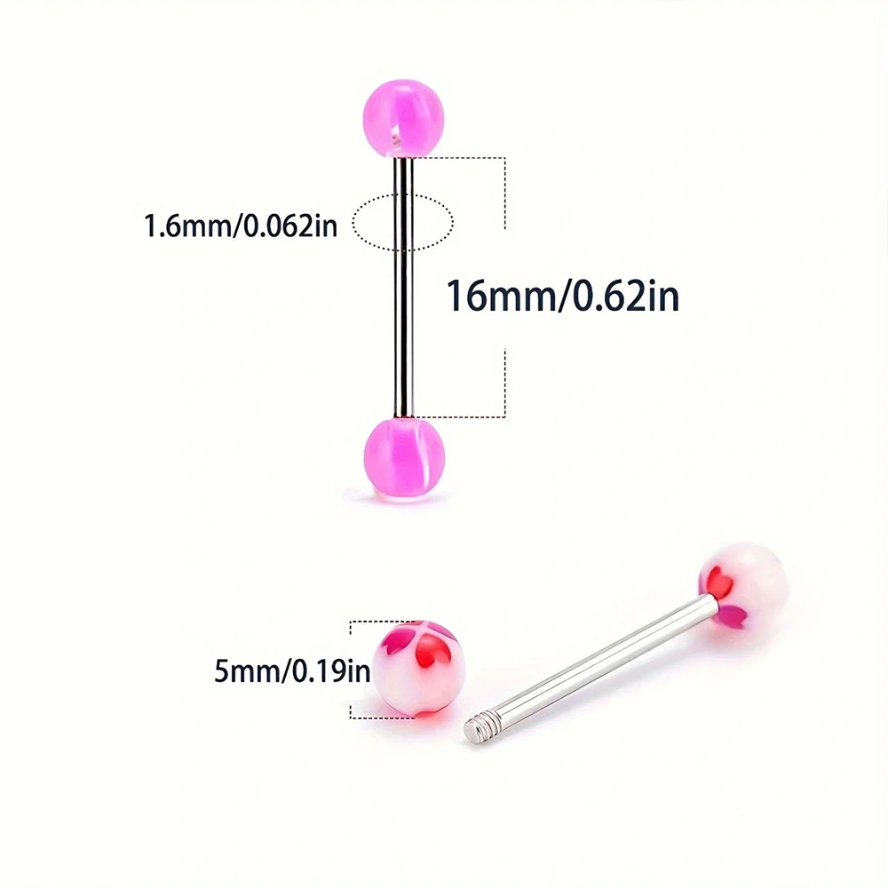 30/50/60/90/100pcs/Lot Mixed Color Acrylic Tongue Piercing for Women Men 316L Steel Industrial Barbell Lip Piercing Jewelry Set
