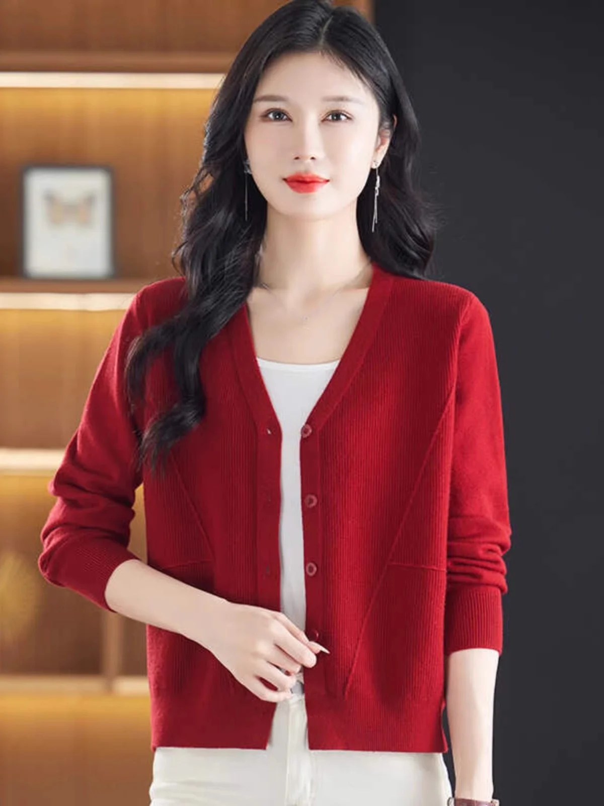 

Spring Autumn 2024 New Sle Loose Fit ort Knitted Woolen Cardigan Versatile Faionable Sweater Jaet Korean Sle Long S...
