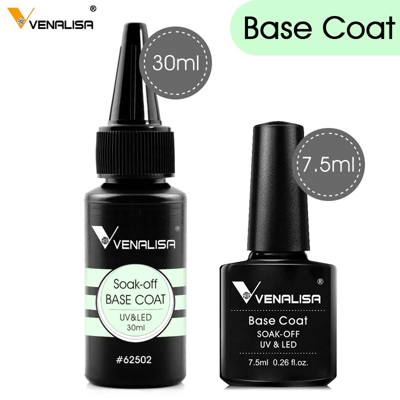 30ml+7.5ml Venalisa Ultra Glossy Diamond Long Wear Top Coat Refillment Gel TPO Free Soak Off UV LED Anti-Yellow No Wipe Top Coat