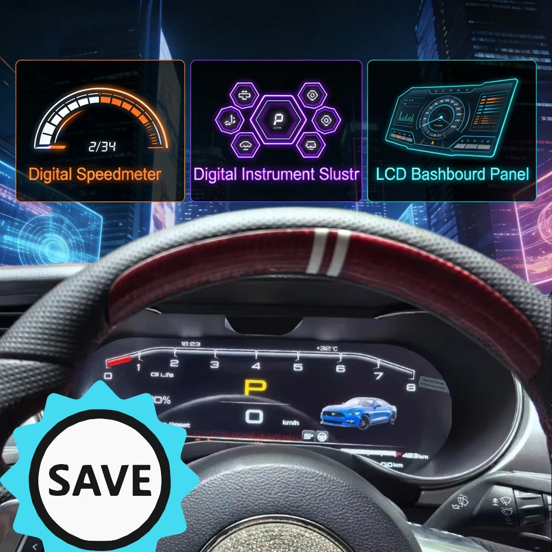 12.3 Carplay Passenger For Ford Mustang 2015-2023 Car LED LCD Dashboard Instrument Screen Light Copilot Odometer Digital Cluster