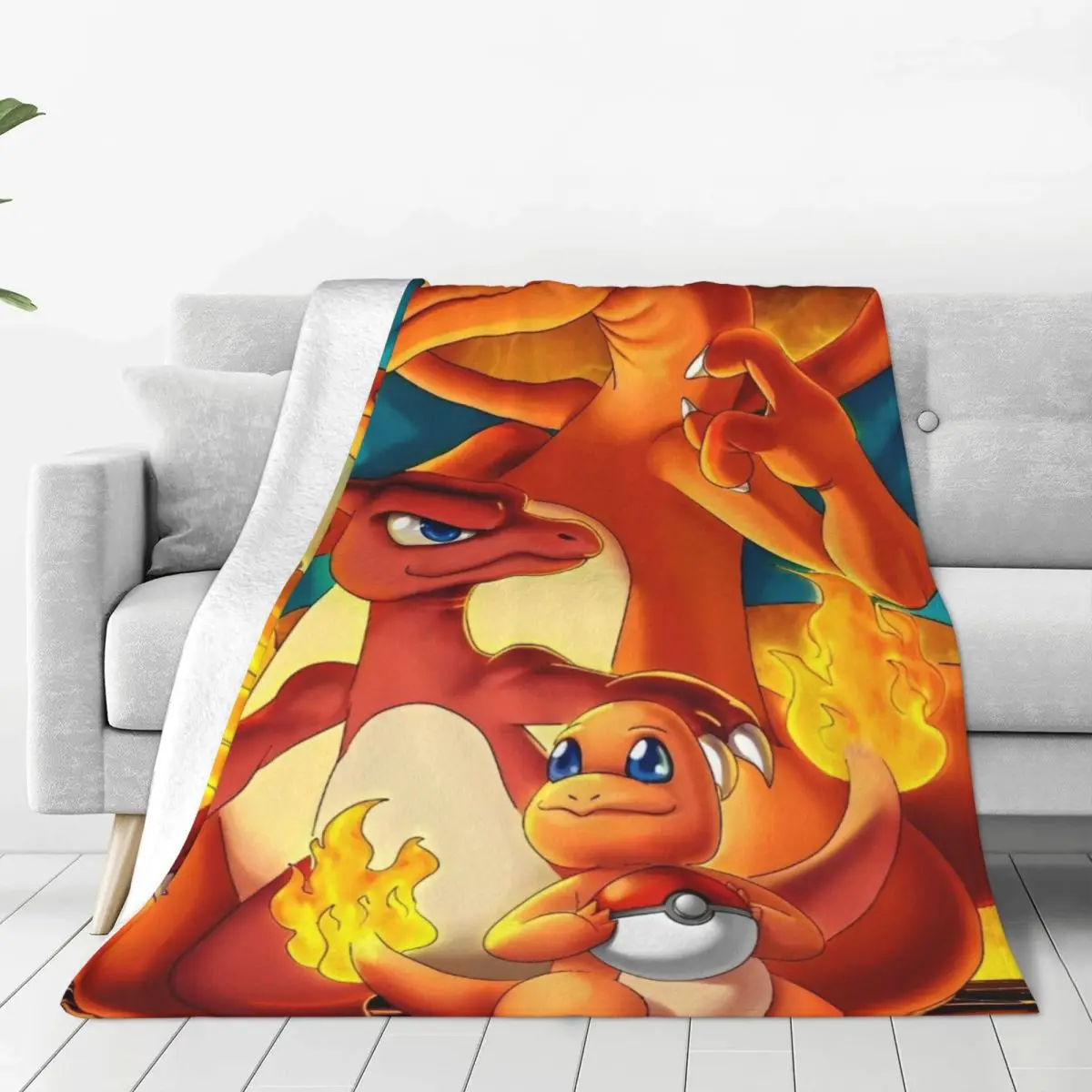 Pokemon Charizard Cartoon Anime Blanket Super Warm Funny Plush Throw Blanket For Outdoor Camping Flannel Bedspread Bed Cover