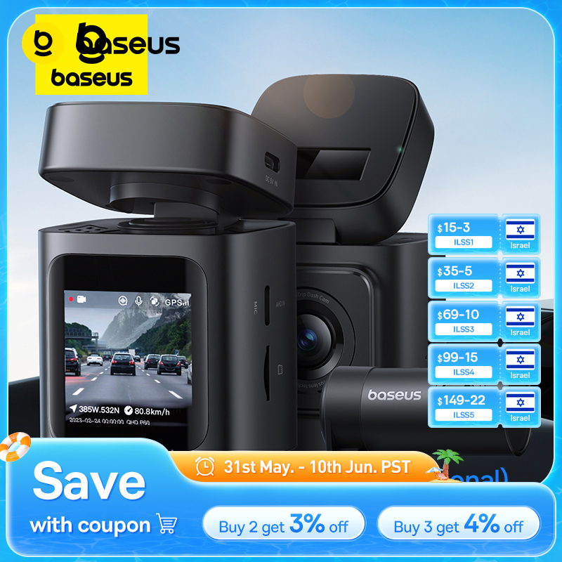  Baseus 3K Dash Cam VD1 Front and Rear Cam HD Built-in GPS Galileo Supercapacitor Car DVR Car Camera Recorder Support 24H Parking